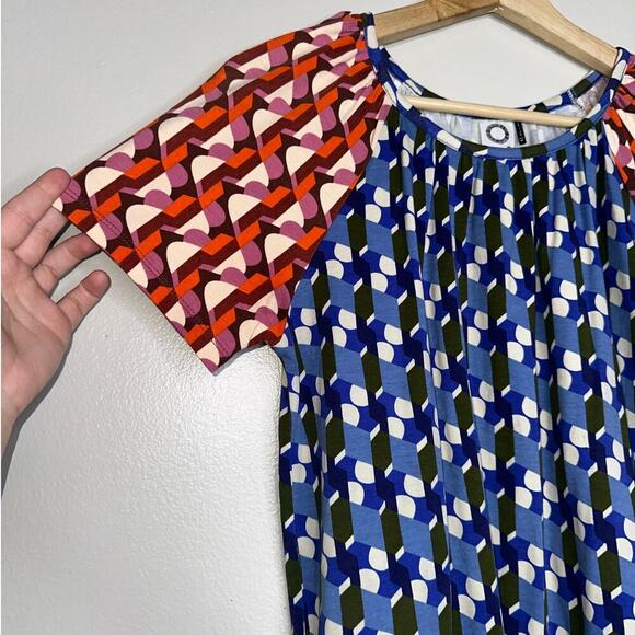 Akemi + Kim Anthropologie Ellipses Printed Tee Blue Motif Size XS Timeless - Picture 3 of 8